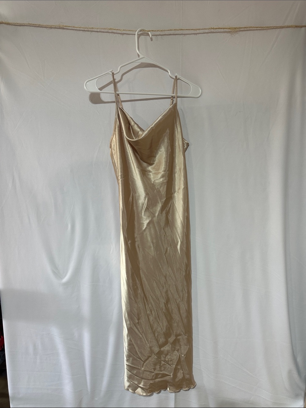 bebe Champagne Satin Slip Dress 0077